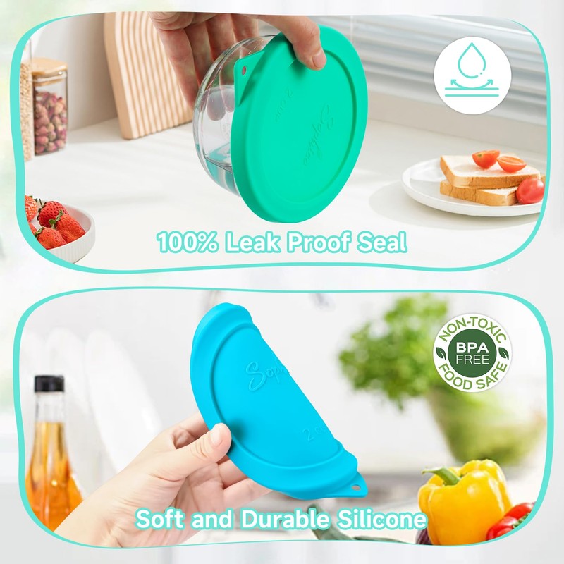 Sophico 2 Cup Round Silicone Storage Cover Lids Replacement for