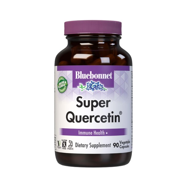 Bluebonnet BB-553 Nutrition Super Quercetin Vegetable Capsules, Vitamin C Formula, Best for Seasonal & Immune Support, Non GMO, Gluten Free, Soy Free, Milk Free, Kosher, White, 90 Count (Pack of 1)