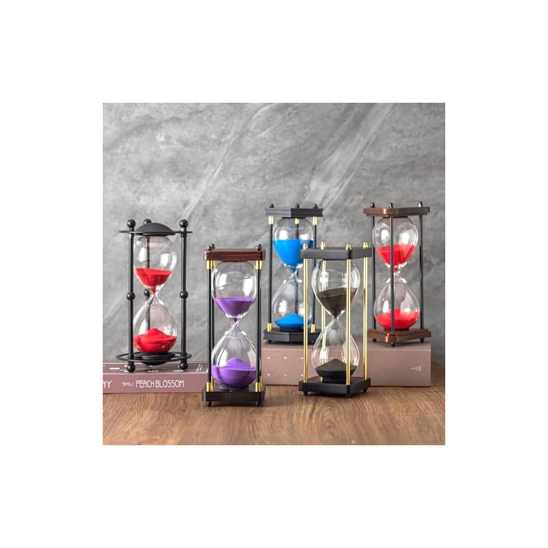 ELAINESTORE Hourglass Timer 30 Minute, Black Metal Frame Decorative Sand