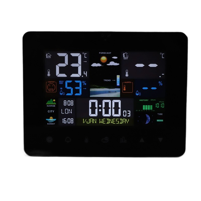 Colorful Touch Screen Digital Weather Forecast Station Wireless Indoor Outdoor
