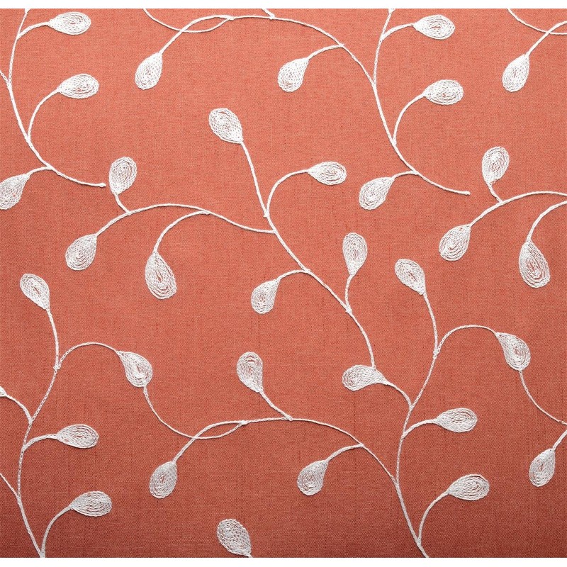 MIUCO Floral Embroidered Semi Sheer Curtains Faux Linen Grommet Window