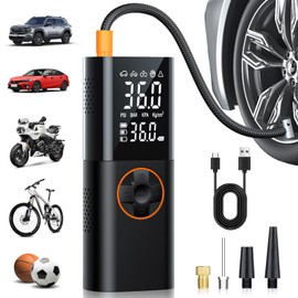 ZGZUXO Tire Inflator Portable Air Compressor - 150PSI Fast Cordless Air Pump for Car Tires, Rechargeable Bike Tire Pump with Digital Pressure Gauge, LED Light for Cars, Bicycles, Balls and More