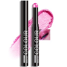 Wugbc Shimmer Eyeshadow Stick, Hot Pink Glitter Eye Shadow Stick Long-Lasting Cream to Powder Blendable Eye Brightener Eyeliner Pencil Crayon Highlighter Makeup for Easy Application