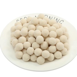 50 pcs 2 cm Pompon Morbidi in Poliestere, Pompon in Tessuto, Palline Decorative per Fai da Te, Cucito e Artigianato (45_Beige)