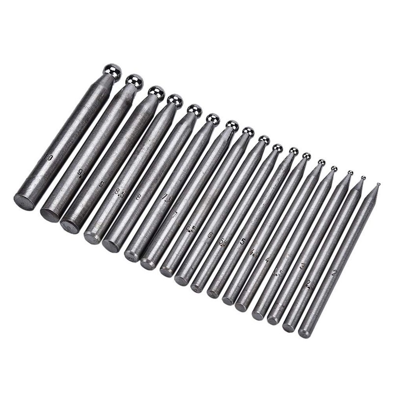 Dapping Tool,17PCS Semi-Circular Punch Anvils Jewelry Manufacturing Making Tools Dapping