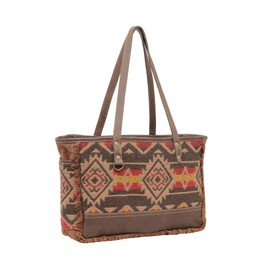 Myra Bag Western Canvas Shoulder Handbag for Women - Cotton & Upcycled Leather Bag Loskop