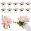 Fofetbfo Pink Flower Napkin Rings Set of 12 Silk Flower