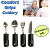 Extra Wide Handles Bendable Easy Grip Cutlery Set, Chunky Handles,