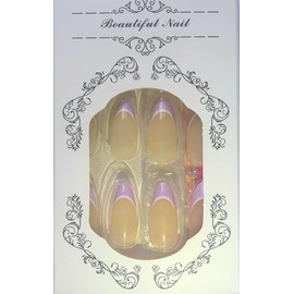 Beautiful Nail Press-On Nails Set, 12/24 Pieces, French Manicure Style, Beige and Pink