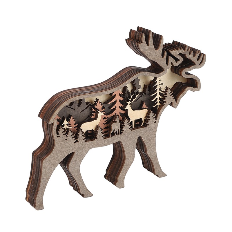 3D Wood Carving Animal Multi Layer Forest Animal Wood Carving