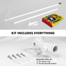 Flag Pole 6Ft White & Venezuela Venezuelan Flag 3x5FT Double Sided Embroidered By G128