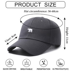 Cozyan Baseball Cap, Breathable, Quick-Drying Baseball Cap, Leisure UV Baseball Cap, Women's, Men, Sun Protection, Baseball Cap for Outdoor Running, Tennis, Travel, Dark grey-1, 58