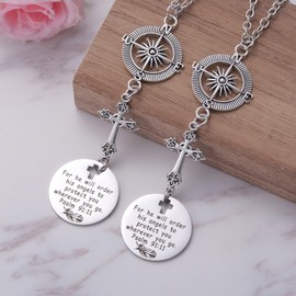 2 Pack Cross Car Charms for Women Men, Guardian Angel Rear View Mirror Decor, Psalm 91:11, Bible Verse, Christian Faith Based Car Accessory, Religious Gift