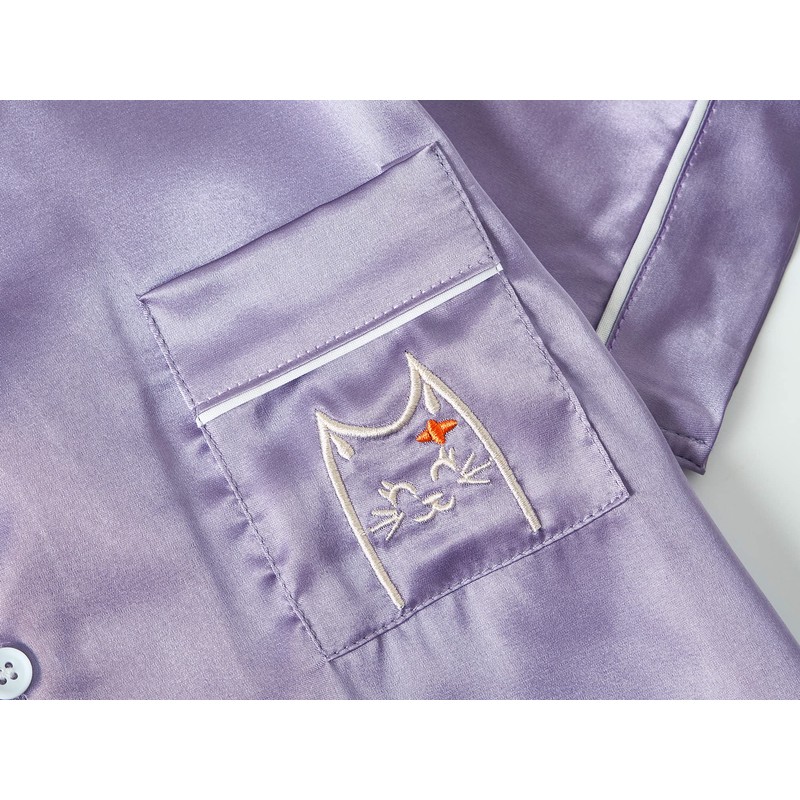 Pijama de satén para niñas, estilo abrigo, unicornio y gato,