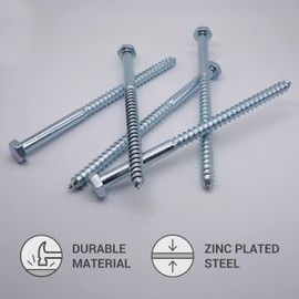 Marcopol (Pack of 2 pcs) DIN 571 Zinc Plated Steel Hexagon Wood Screws M12 x 200 mm, Hex Screw, Lag Bolts, Hex Head, Coach Screws (2, M12 x 200 mm), Silver