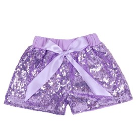 Baby Girls Shorts Kids Sparkle Toddler Sequin Shorts Glitter on Both Sides Birthday Outfits Lavender 2T