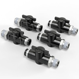 TAILONZ PNEUMATIC 1/4 Inch Tube OD x 3/8 Inch NPT Thread Ball Valve Air Flow Control Valve Push to Connect Fitting BVC-1/4-N3（Pack of 3）