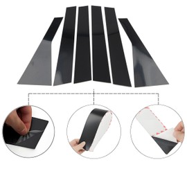 NEESPOC Pillar Posts Door Window Trim Decal Cover Fit for Nissan Rogue S/SL/SV/Platinum 2021 2022 2023 2024, 6pcs Glossy Black Anti Scratch Stickers Door Pillar Molding Cover Exterior Accessories