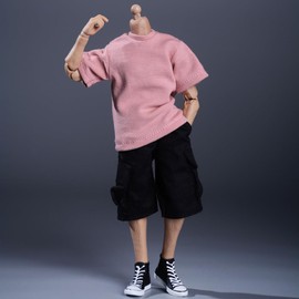 Meetoget⠀ 1/12 Scale Male Figure Doll Clothes Daily Sports T-Shirt Action Figure Relax Pink PU002US