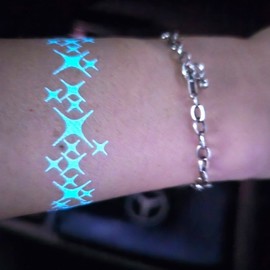 Glow-in-the-Dark Henna Tattoo Sticker: My Heart with Stars 5ea