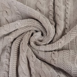 Delara Organic Cotton Throw Blanket 50x70 inches, GOTS Certified Cable Knitted Throws Blanket for Sofa Couch Bed, Baby Nursery, Lightweight Cozy Warm Decorative Blanket All Season Use (Light Grey)
