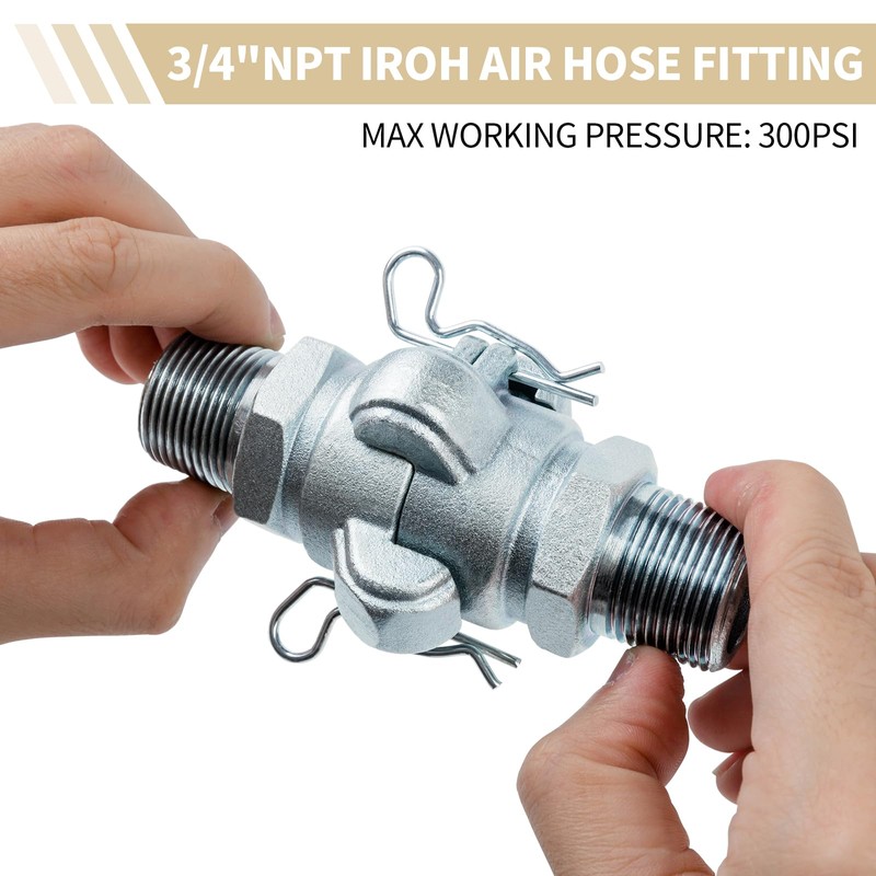 ChillWaves Iron Air Hose Fitting, 3/4" NPT Male 2 Lug