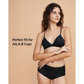 Zoe Jacobs Organic Cotton Bralettes for Women Comfortable No Underwire Black Bras Underarm-Smoothing Plunge V Bralettes