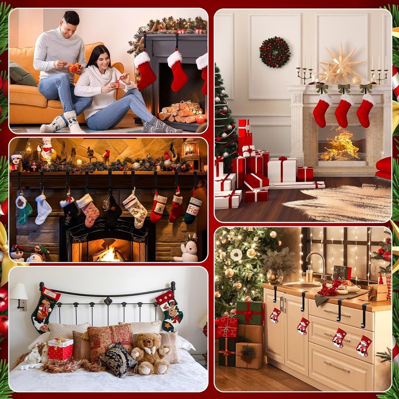 Guojanfon 4 Pack Christmas Stockings Holder Hanger, Metal Hooks for