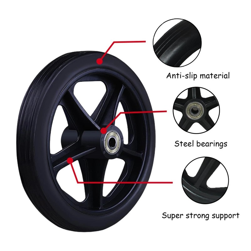 FISDEN 4 Pack Replacement Wheelchair Wheels, 6 Inch Solid 6