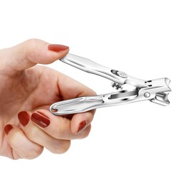 Premium Silver Anti-Splash Stainless Steel Safety Lock Nail Clipper with Catcher for Fingernails and Toenails (Curved Edge)