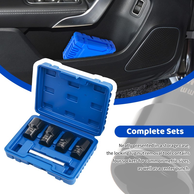 YGDMD 5PCS Locking Lug Nut Removal Tool,17-22mm Wheel Lock Removal
