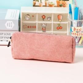Pencil Case, Vintage Pen Pencil Organizer for Boys Girls, Pencil Pouch Box with Zipper, Adult Stationery Supplies (Pink)
