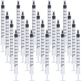 20 Packs Plastic Syringe with Measurement, Suitable for Measuring, Watering, Refilling (1 ml)