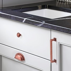 khtumeware 2 Pack 12-5/8 Inch Hole Center Antique Copper Cabinet Cup Pulls Vintage Drawer Pulls Solid Cabinet Hardware Aged Kitchen Handles for Cabinets Cupboard Handles Drawer Handles