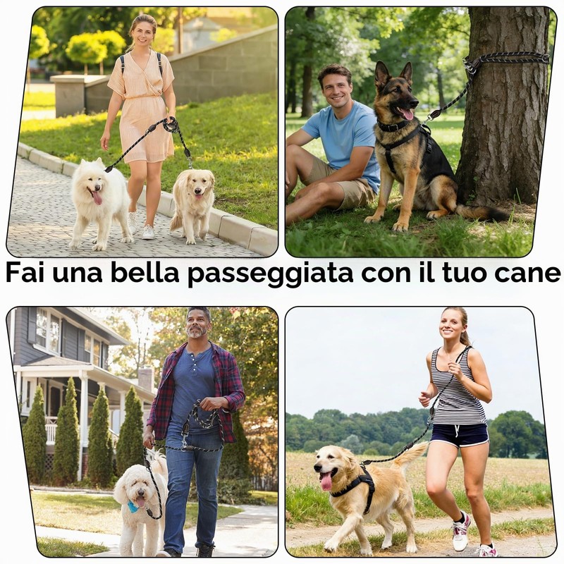 Guinzaglio per Cani Regolabile 2m per Cani Di Taglia Grande