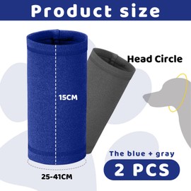 2Pcs Dog Snood for Dog Neck and Ears Warmer Hood, Calming Pet Noise reduction Ear Covers, Washable Comfort Anti-anxiety Ear Muffs, Dog Winter Headwear for Bathing Grooming (S, Blue, Gray)