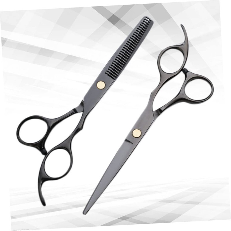 BIUDECO 2pcs Professional Hair Cutting Scissors Black Barbers Shears for