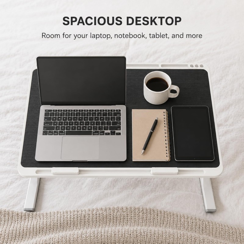 Foldable and Adjustable admireshun Laptop Bed Table with Hidden Drawer,