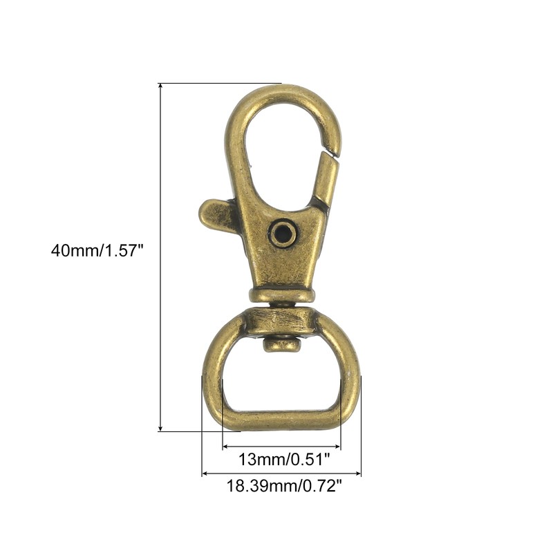 sourcing map 10Pcs Swivel Clasps, 0.51 Inch D Ring Lobster