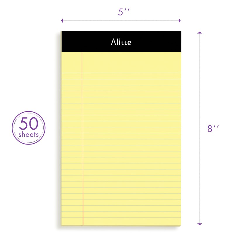 Alitte 5x8 Small Notebooks – 12 Pack Narrow Ruled, Yellow