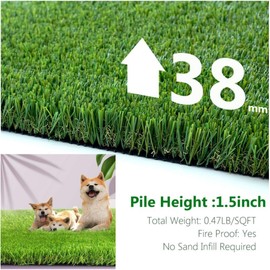 Cestavie Artificial Grass Turf Rug 3x17 Ft, 1.5inch Thick Astroturf Fake Grass Carpet PU Backing, Indoor Outdoor Use for Pets, Patio, Balcony, Deck,Dog Training with Drainage