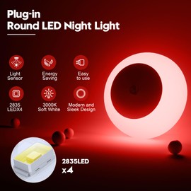 fesnne Night Light, Night Lights Plug into Wall, Dusk to Dawn Sensor, Red Led Night Light 0.5W, 2 Pack Nightlight for Adults, Bedroom, Bathroom, Hallway, Kitchen