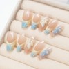 24Pcs Spring Summer Long Press on Nails Coffin French Tip