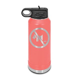 No Dogs Allowed Laser Engraved Water Bottle Customizable Polar Camel Stainless Steel with Straw - pets animals v1 Coral 32 oz