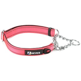 DEYACE Martingale Collar for Dogs Large Breed, Adjustable Reflective Stainless Steel Chain Collar with Comfortable Soft Padded for Training Dogs