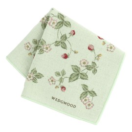 WEDGWOOD 000113-0003-02 Wedgwood Front Gauze Cloth Towel Handkerchief, Wild Strawberry (Green) [100% Cotton] Women's Hand Towel, Approx. 9.8 inches (25 cm)