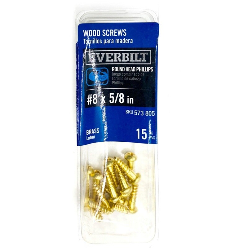 15 pcs Phillips Drive Brass Wood Screws #8 x 5/8