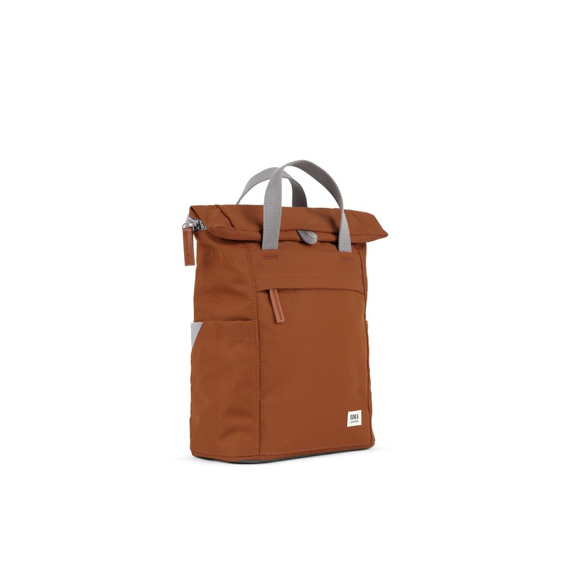 ROKA London Finchley A Small Sustainable Canvas Backpack Bran