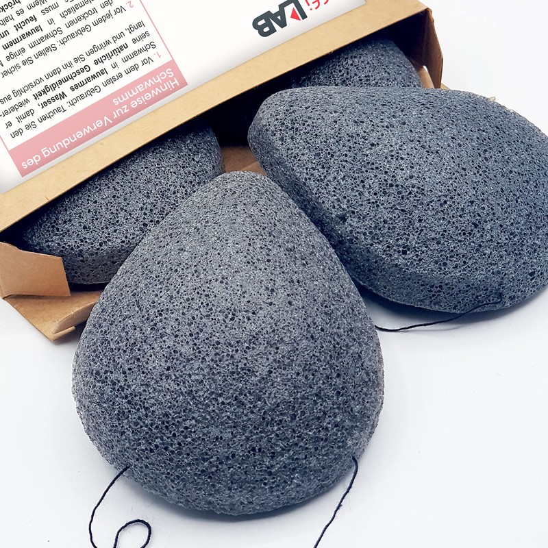 Organic Konjac Face Sponge Combined with Activated Carbon | Set