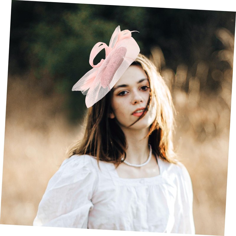 Healeved Gauze Fascinator Hat with Flower Detail for Women Elegant